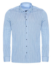 Laden Sie das Bild in den Galerie-Viewer, Easy To Wear Hemd - Modern Fit - Langarm - Gestreift - Hellblau/Dunkelblau