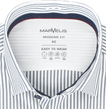 Laden Sie das Bild in den Galerie-Viewer, Easy To Wear Hemd - Modern Fit - Langarm - Gestreift - Dunkelblau/Weiß