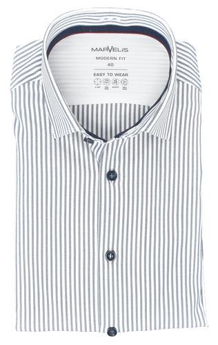 Easy To Wear Hemd - Modern Fit - Langarm - Gestreift - Dunkelblau/Weiß