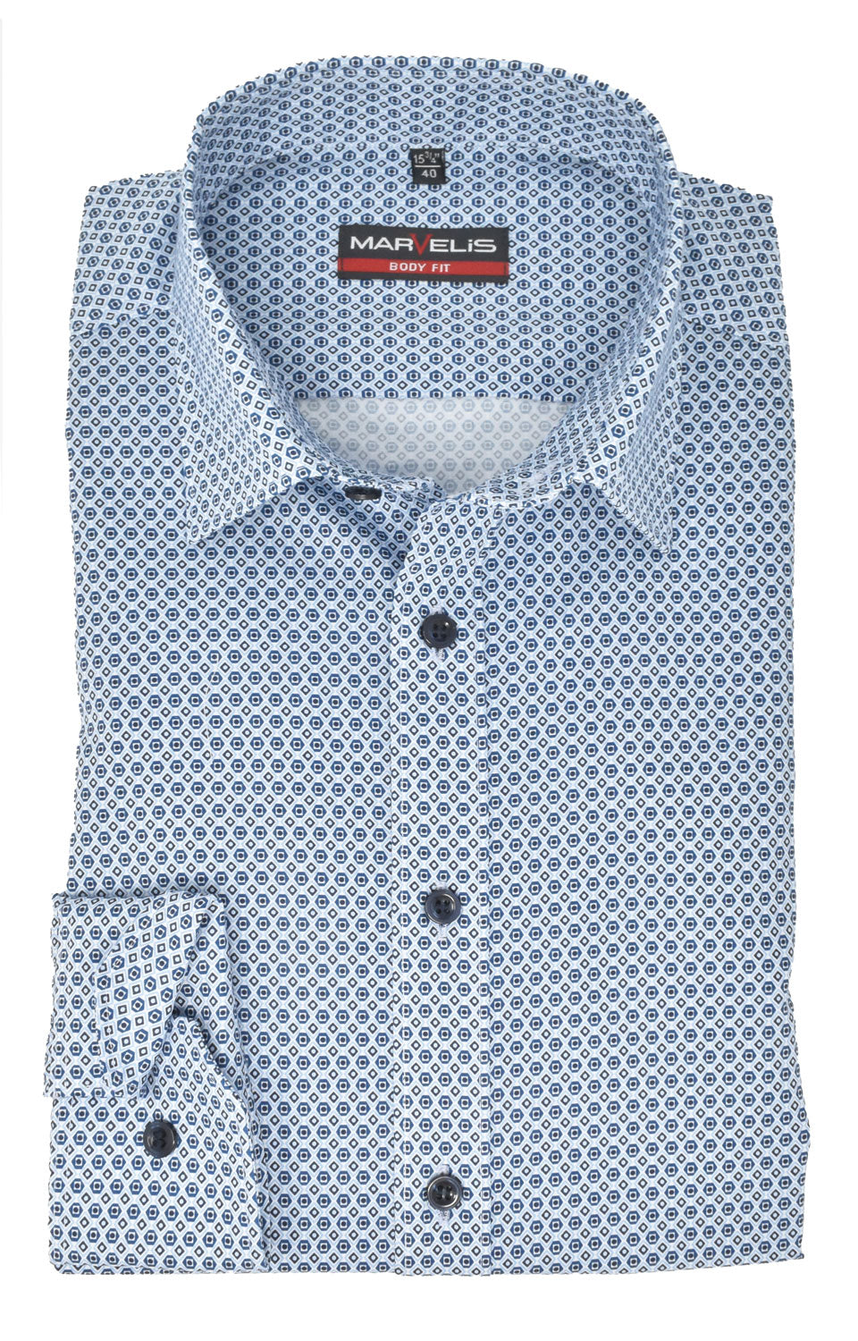 Businesshemd - Body Fit - ELA - Muster - Blau
