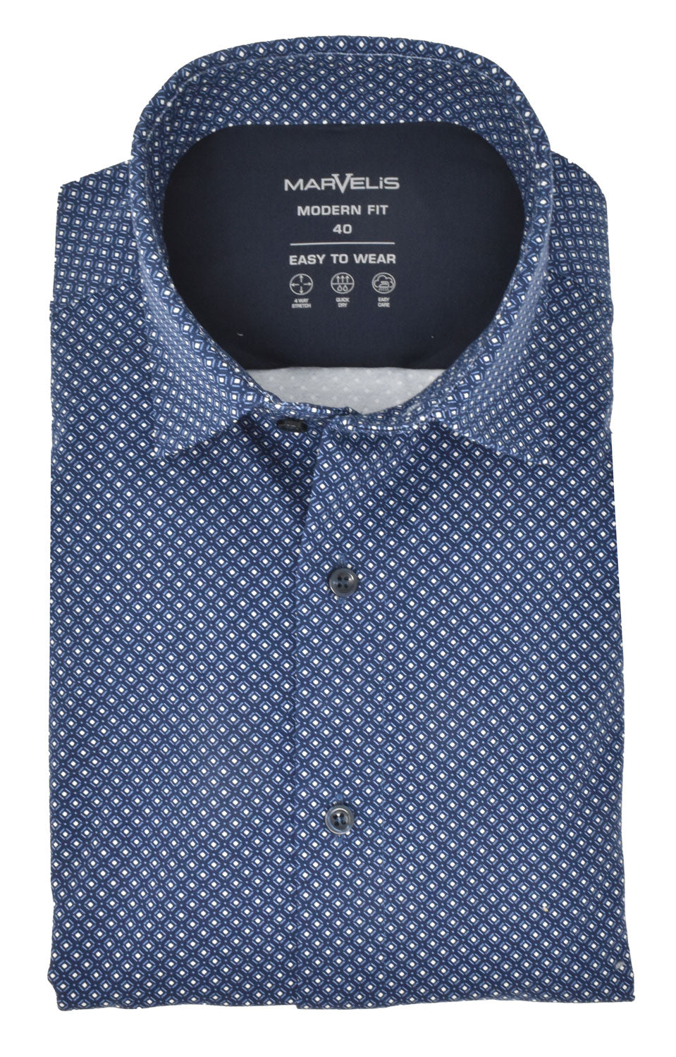 Jerseyhemd - Modern Fit - ELA - Einfarbig - Dunkelblau