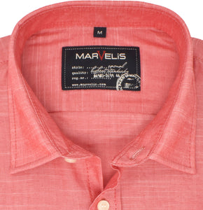 Kurzarmhemd - Casual Fit - Kurzarm - Einfarbig - Rot