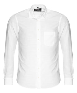 Freizeithemd - Casual Fit - Langarm - Einfarbig - Weiß