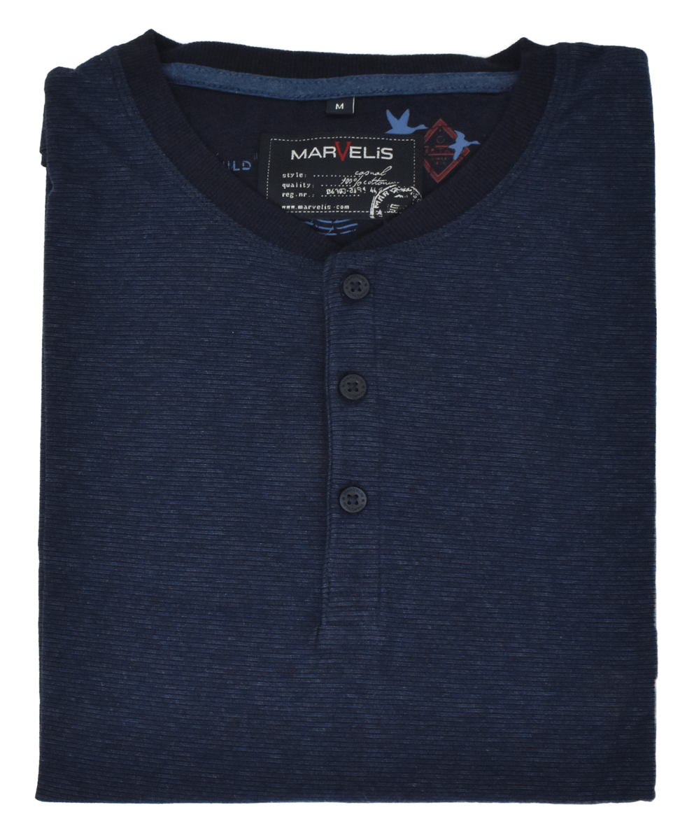 T-Shirt - Longsleeve - Uni - Dunkelblau