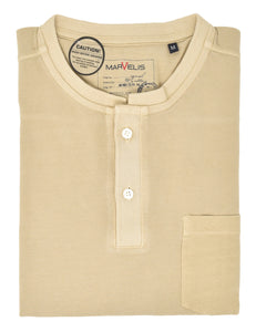 Poloshirt - Casual Fit - Stehkragen - Einfarbig - Beige