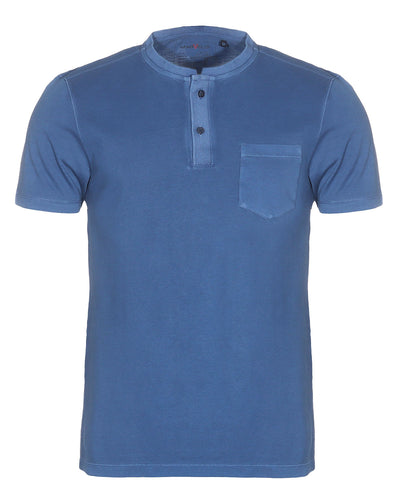 Poloshirt - Casual Fit - Stehkragen - Einfarbig - Dunkelblau