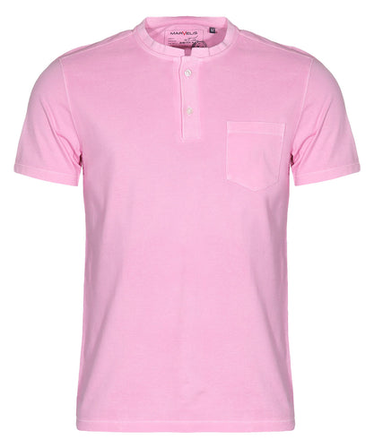 Poloshirt - Casual Fit - Stehkragen - Einfarbig - Rosa
