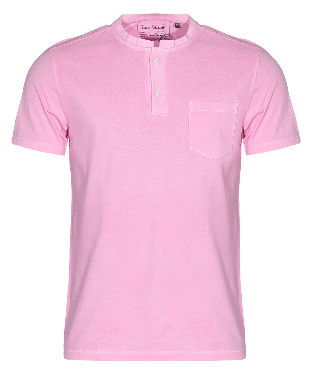 Poloshirt - Casual Fit - Stehkragen - Einfarbig - Rosa
