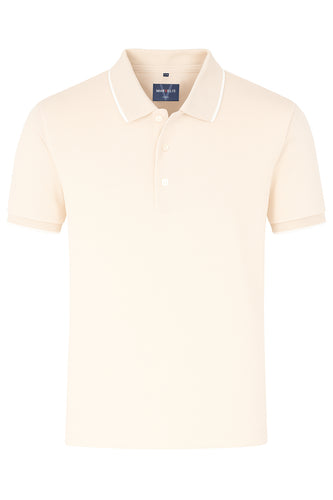 Poloshirt - Piqué - Einfarbig - Hellbeige