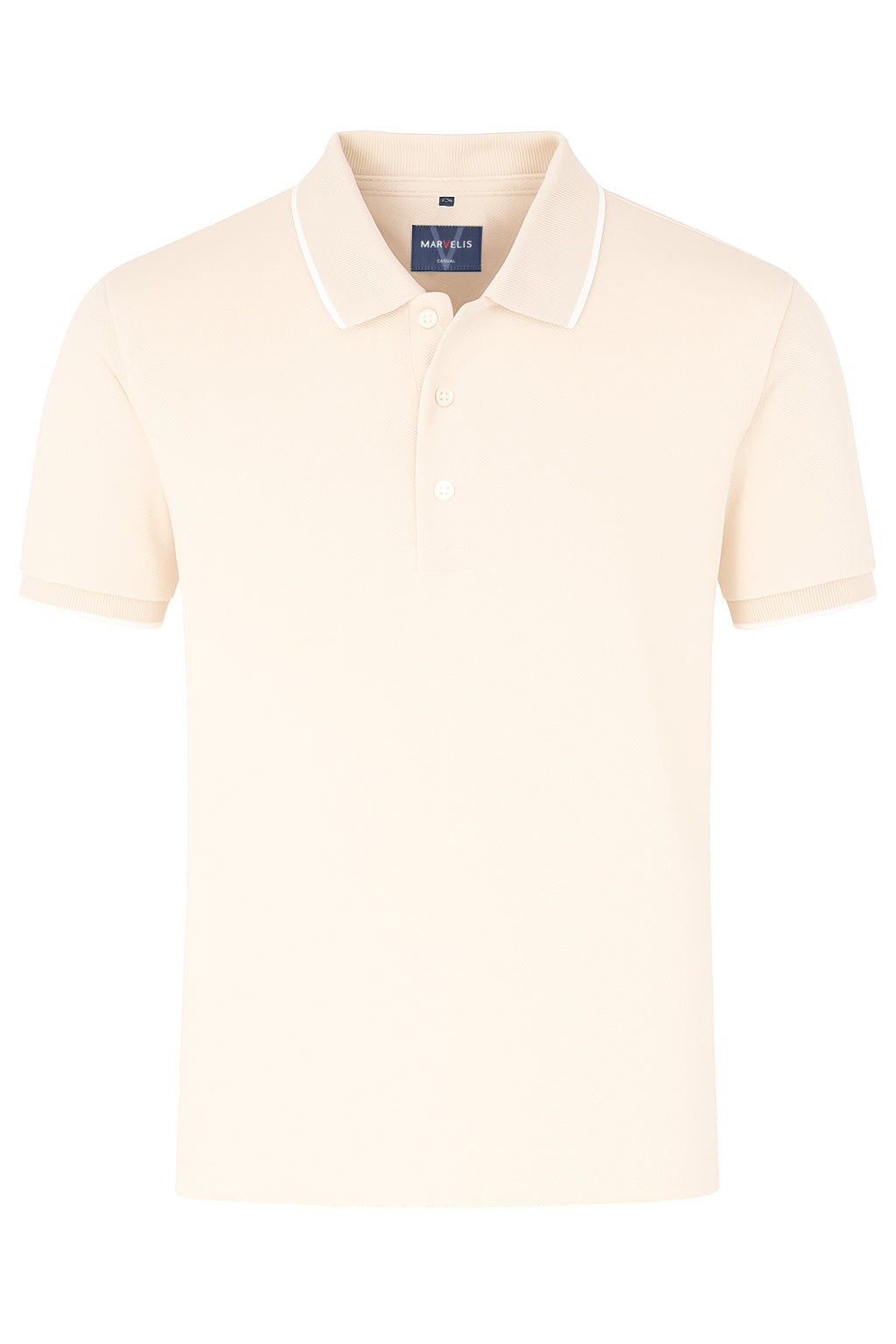 Poloshirt - Piqué - Einfarbig - Hellbeige