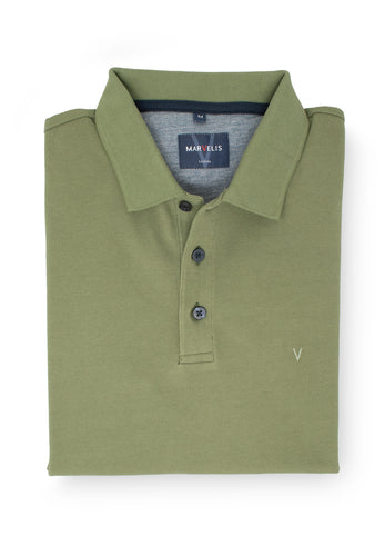 Poloshirt - Piqué - Einfarbig - Khaki