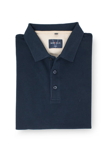 Poloshirt - Piqué - Einfarbig - Marine