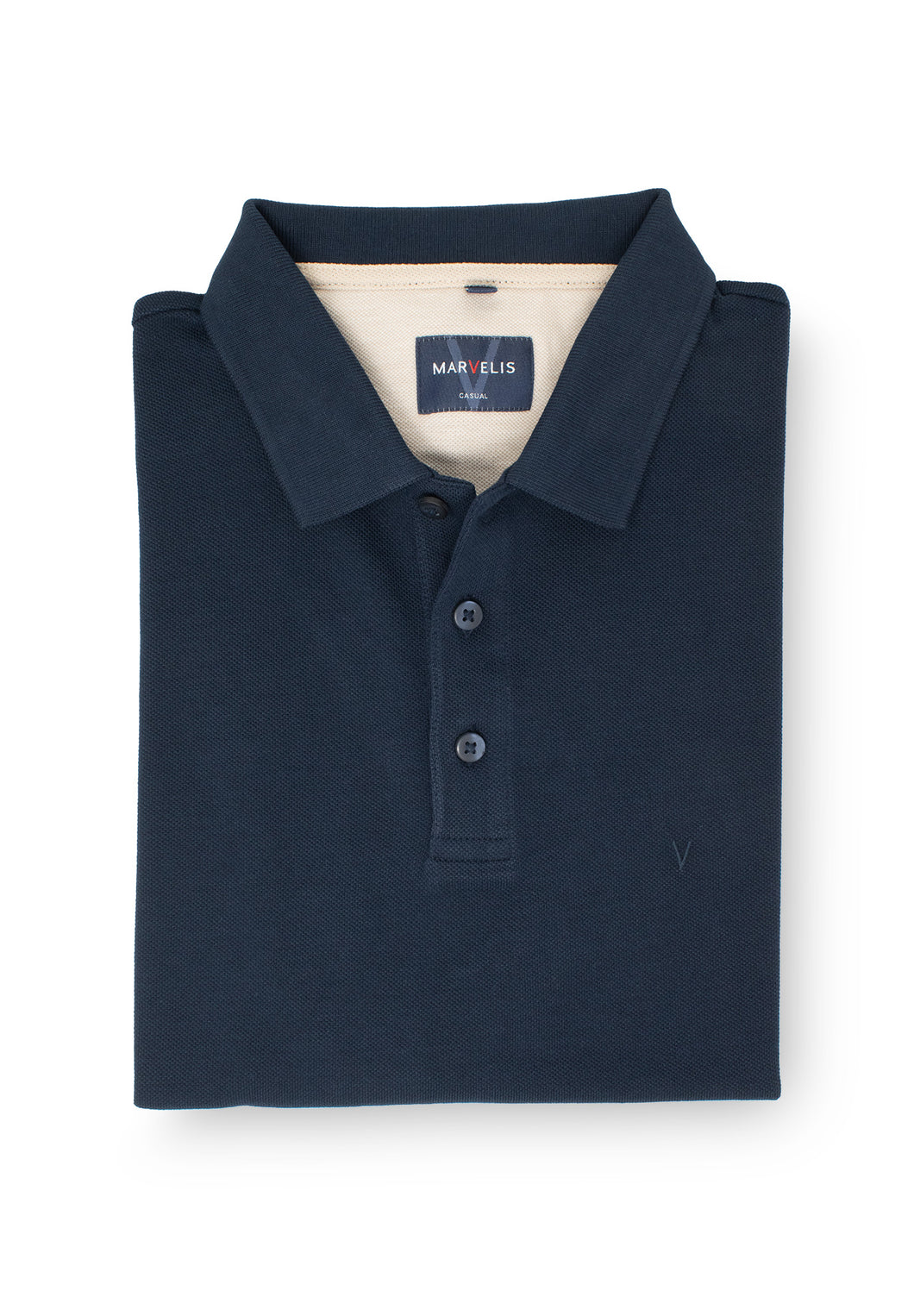 Poloshirt - Piqué - Einfarbig - Marine