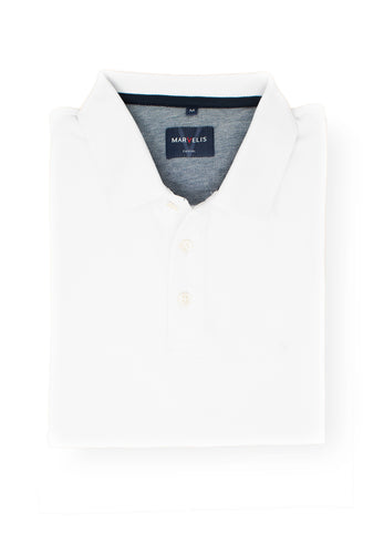 Poloshirt - Piqué - Einfarbig - Weiß