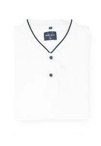 Poloshirt - Stehkragen - Einfarbig - Weiß