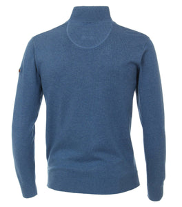 Troyer - Casual Fit - Langarm - Struktur - Blau