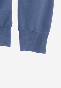 Pullover - Casual Fit - V-Ausschnitt - Einfarbig - Blau