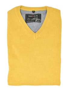 Pullover - Casual Fit - V-Ausschnitt - Einfarbig - Gelb