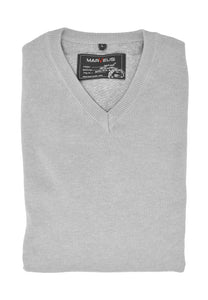 Pullover - Casual Fit - V-Ausschnitt - Einfarbig - Grau