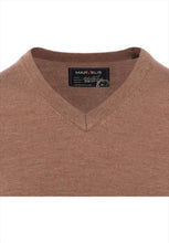 Load image into Gallery viewer, Pullover - Merino - Casual Fit - V-Ausschnitt - Einfarbig - Braun