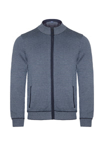 Strickjacke - Casual Fit - Stehkragen - Einfarbig - Dunkelblau
