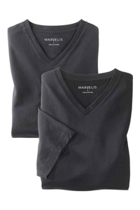 Marvelis Herren T-Shirt Modern Fit Doppelpack V-Ausschnitt