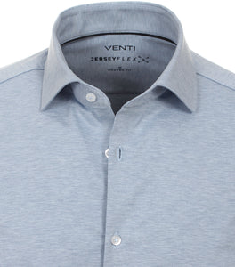 Jerseyhemd - Modern Fit - Langarm - Einfarbig - Hellblau