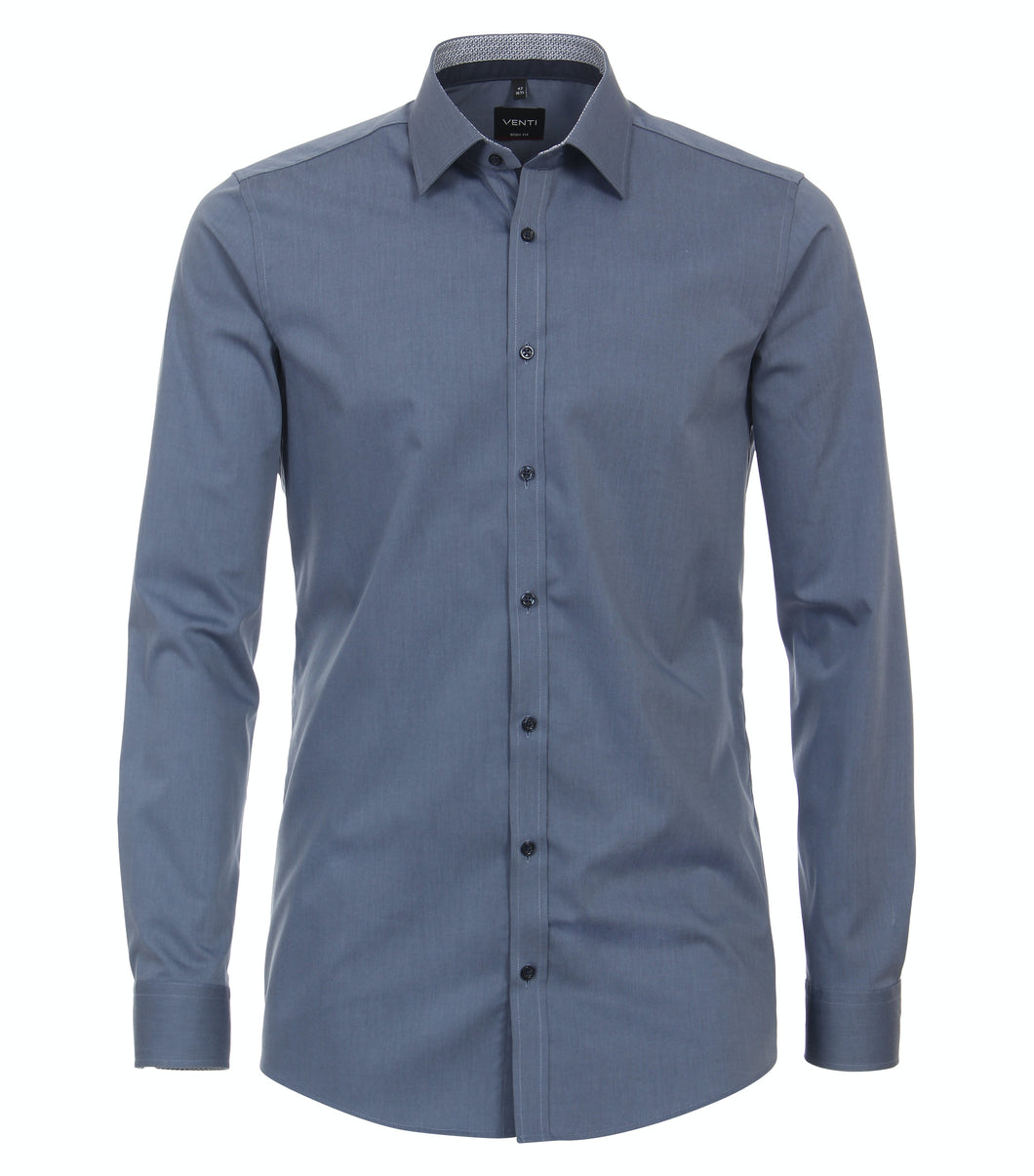 Businesshemd - Body Fit - Langarm - Einfarbig - Blau