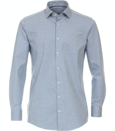 Jerseyhemd - Modern Fit - Langarm - Einfarbig - Hellblau