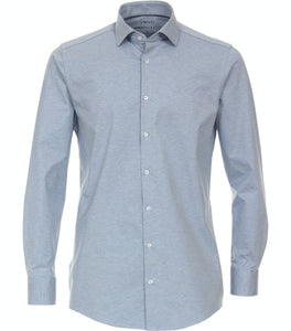 Jerseyhemd - Modern Fit - Langarm - Einfarbig - Hellblau
