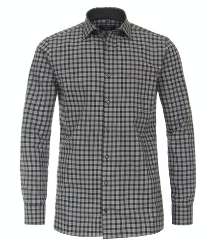 Businesshemd - Modern Fit - Langarm - Kariert - Schwarz/Grau