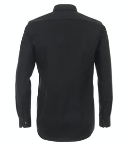Businesshemd - Body Fit - Langarm - Einfarbig - Schwarz