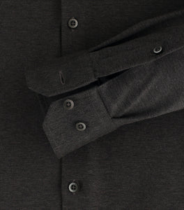 Jerseyhemd - Modern Fit - Langarm - Einfarbig - Anthrazit