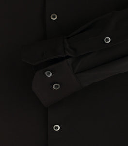 Jerseyhemd - Modern Fit - Langarm - Einfarbig - Schwarz