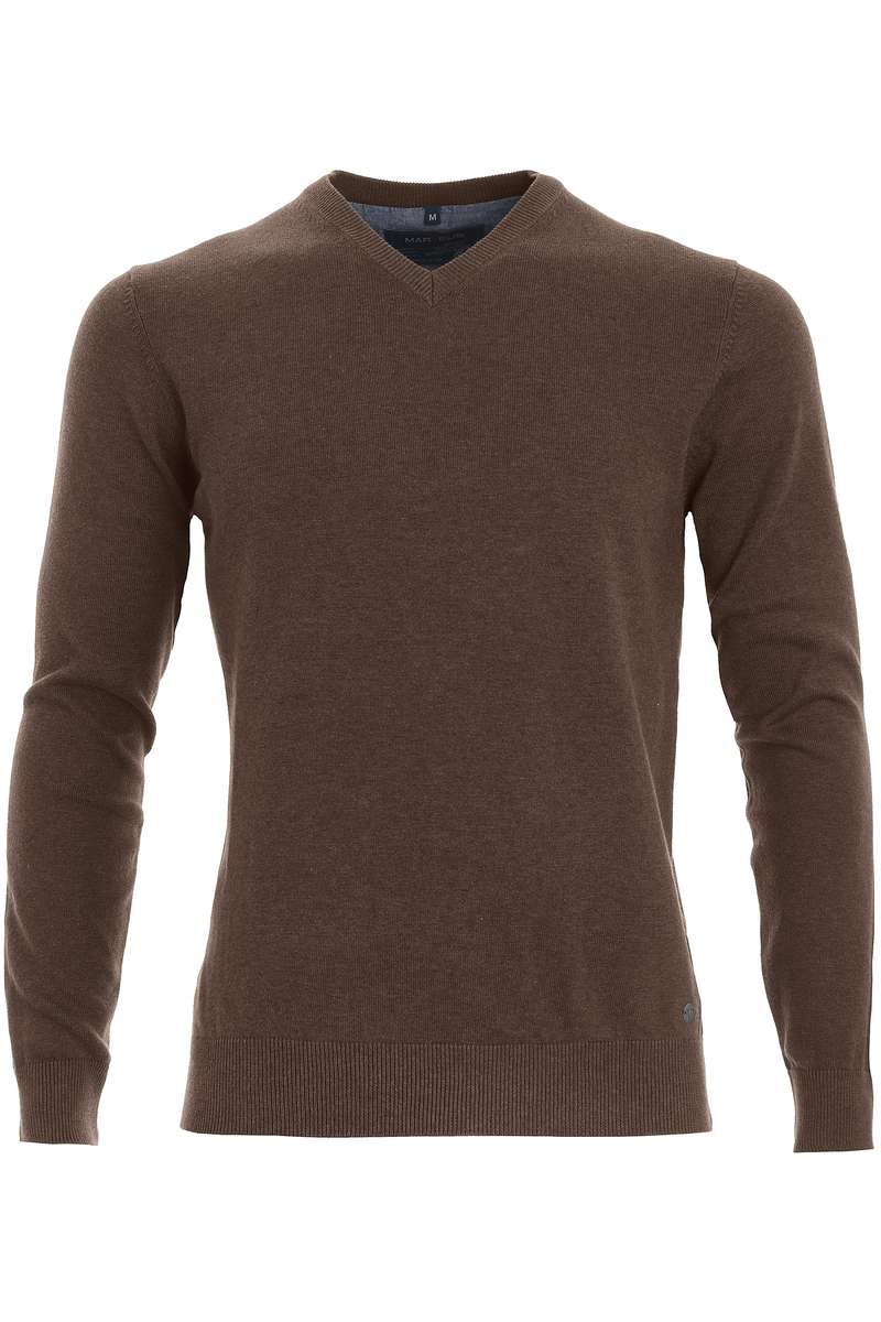 Pullover - Casual Fit - V-Ausschnitt  - Einfarbig - Braun