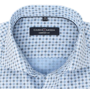 Casamoda Herren Businesshemd Comfort Fit Haifischkragen Langarm Muster Blau/Braun
