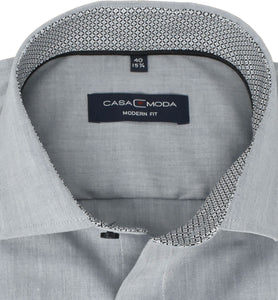 Casamoda Herren Businesshemd Modern Fit Kent Kragen Langarm Einfarbig Grau