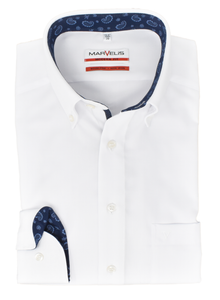Marvelis Herren Businesshemd Modern Fit Button Down Kragen Uni