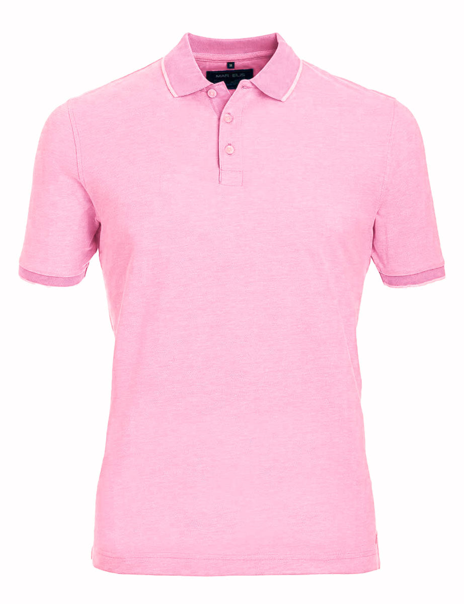 Poloshirt - Casual Fit - Polokragen - Einfarbig - Rosa