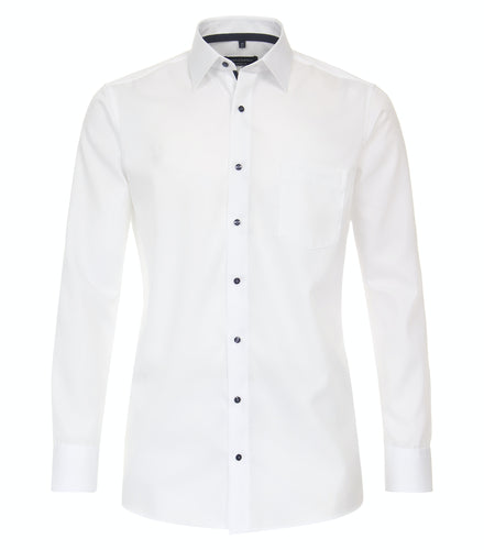 CASAMODA Herren Businesshemd Comfort Fit Kent-Kragen Langarm Einfarbig Weiß