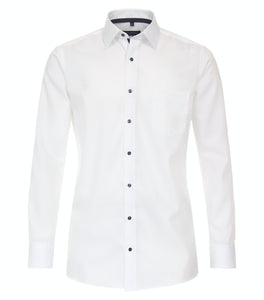 CASAMODA Herren Businesshemd Comfort Fit Kent-Kragen Langarm Einfarbig Weiß