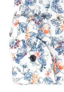 Marvelis Herren Businesshemd Comfort Fit Kent Kragen Langarm Florales Muster Weiß/Blau/Rot