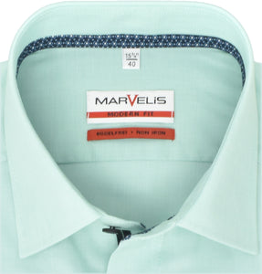 Marvelis Herren Businesshemd Modern Fit Kent Kragen Extra Langer Arm 69cm Einfarbig Hellgrün
