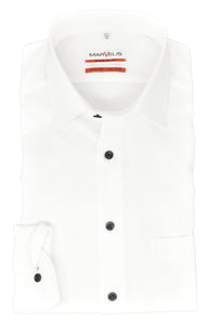 Marvelis Herren Businesshemd Modern Fit Kent Kragen Extra Langer Arm 69cm Einfarbig Weiß