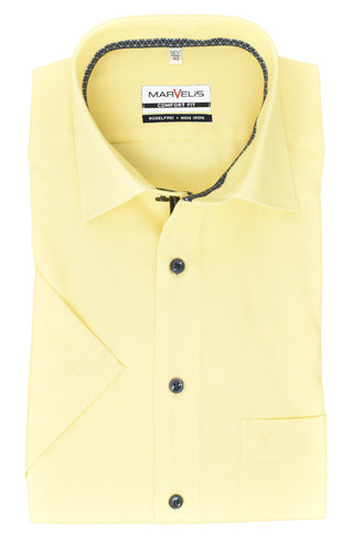 Kurzarmhemd - Comfort Fit - Einfarbig - Gelb