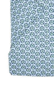 Kurzarmhemd - Modern Fit - Muster - Hellblau/Grün