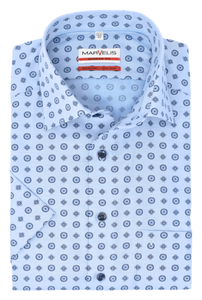 Businesshemd - Modern Fit - Kurzarm - Muster - Hellblau