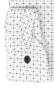 Businesshemd - Modern Fit - Langarm - Muster - Blau/Khaki/Weiß