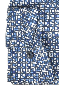 Marvelis Herren Businesshemd Body Fit Kent Kragen Langarm Muster Blau/Weiß