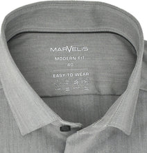 Laden Sie das Bild in den Galerie-Viewer, Marvelis Herren Easy To Wear Hemd Modern Fit Kent Kragen Langarm Stretch Einfarbig Grau